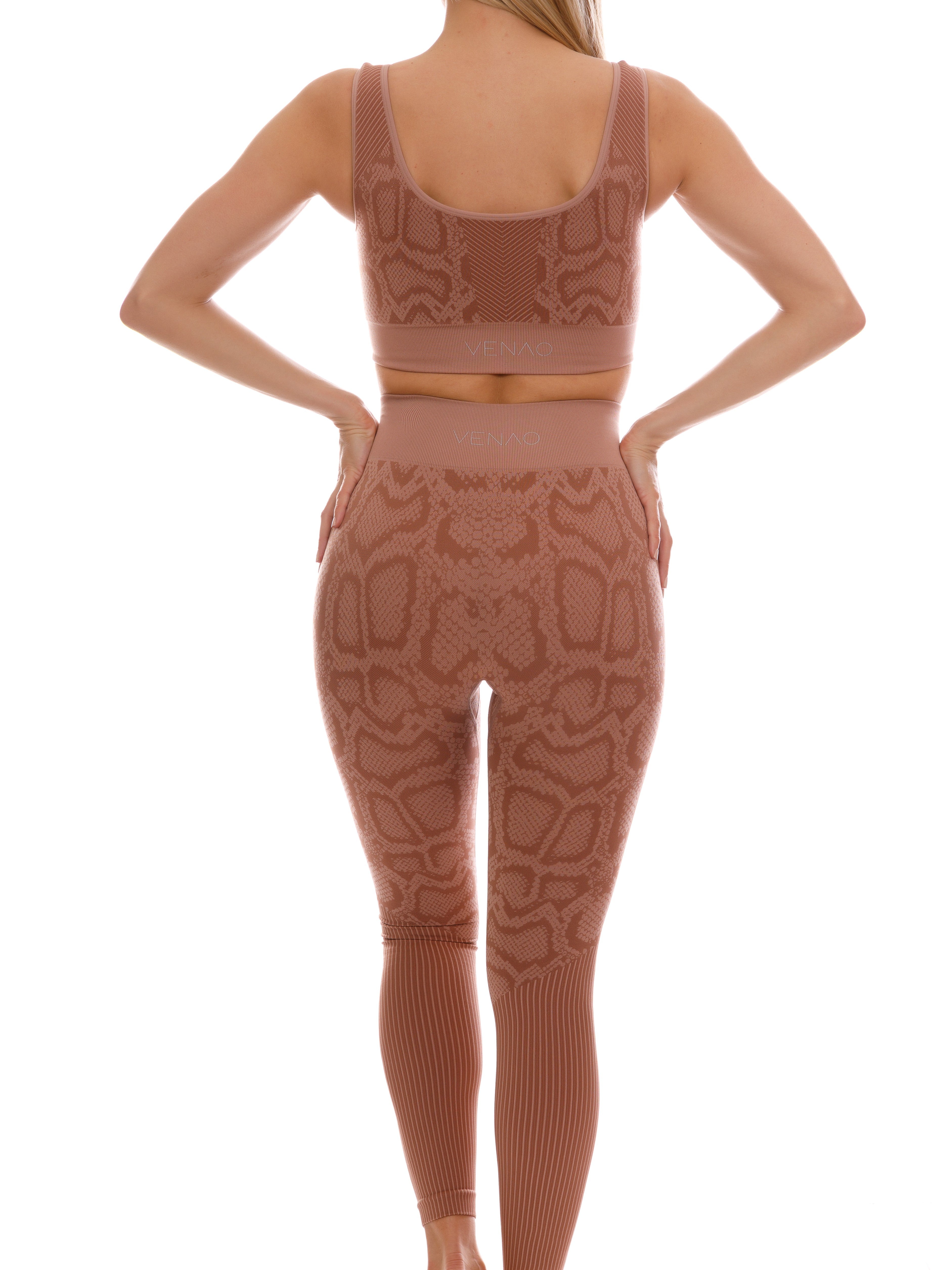 Yoga Python Python Print Seamless Mocha Workout Set for Women